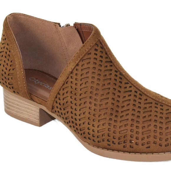 Classified Women Small Short Heel Ankle Boots Booties Cutout Tan Brown DECADE 6 - Picture 1 of 4